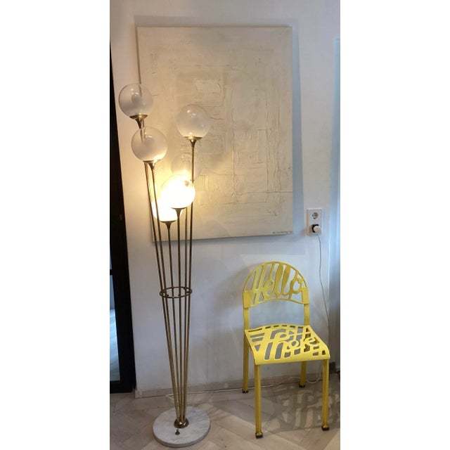 Alberello Floor Lamp in Marble, Brass & Glass from Stilnovo, Italy, 1960s For Sale - Image 9 of 9