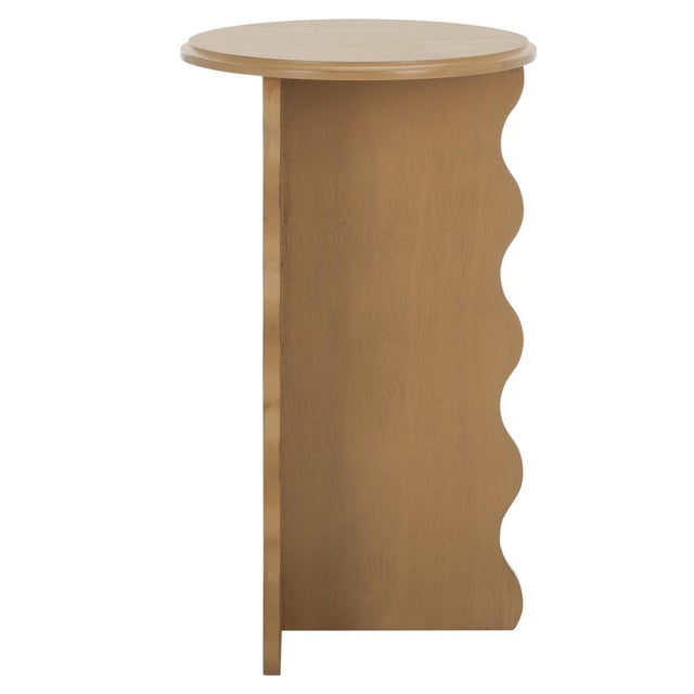 Wood Lilith Wavy Accent Table in Desert Brown For Sale - Image 7 of 8