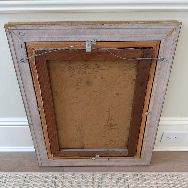 Wood Midcentury Oil Portrait of a Woman Beautifully Framed For Sale - Image 7 of 10
