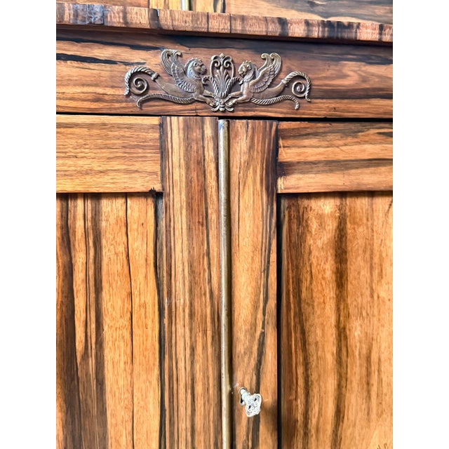 English Two-Tiered Glass Front Bookcases of Figured Wood - Two Available For Sale - Image 12 of 17