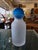 Vintage Frosted Glass Decanter / Bottle With Cobalt Blue Ball Stopper For Sale - Image 9 of 14