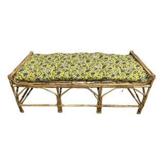Rattan and Bamboo Bench Daybed W/Cushion For Sale