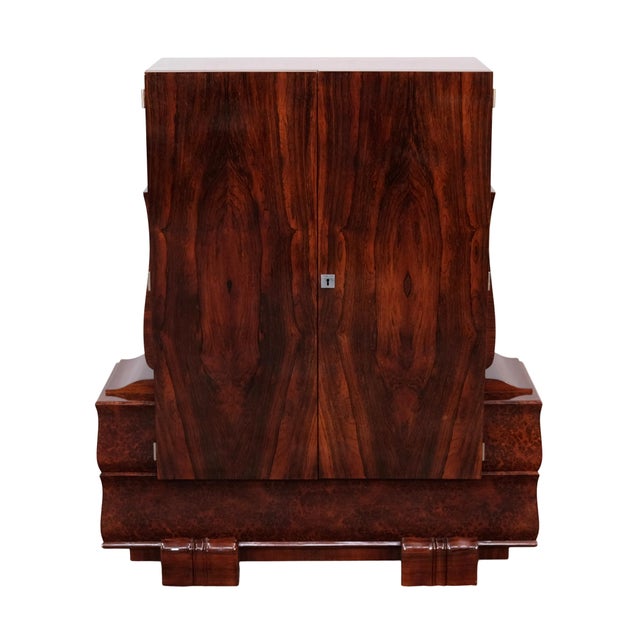Art Deco Bookcase or Bar Cabinet in Hand-Polished Shellac Ash and Thuja Burl Wood, France, 1930s For Sale - Image 9 of 11