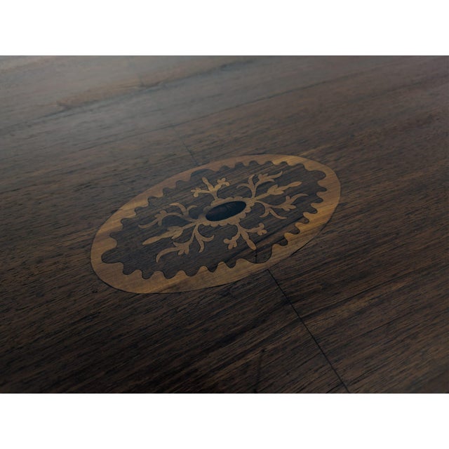 Wood Antique Oval Coffee Table in Mahogany with Marquetry For Sale - Image 7 of 15