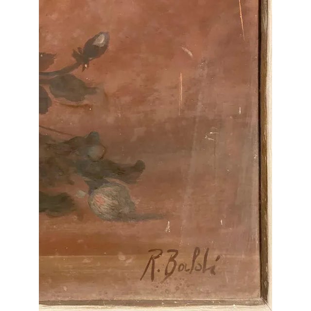 Raffaele Baldi, Vase of Flowers, Tempera on Panel, Framed For Sale - Image 6 of 7