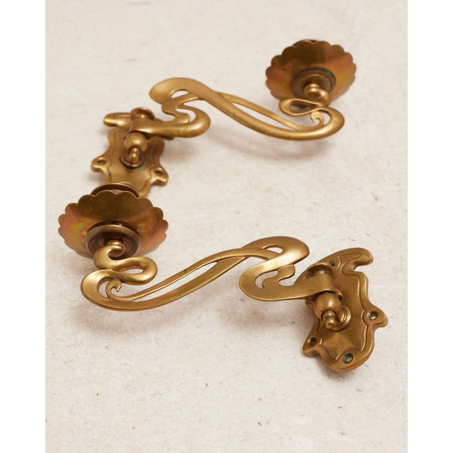 Early 20th Century Art Nouveau Brass Taper Candlestick Rotating Sconces For Sale - Image 5 of 15