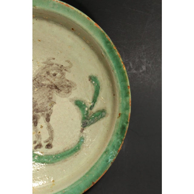 Beige 19th / 20th C Glazed Earthenware Bowl With Bull, Cuzco Pottery School 1 For Sale - Image 8 of 15
