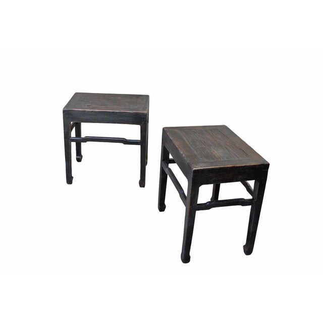 Chinese Pair of 19th Century Black Lacquered Side Tables For Sale - Image 3 of 8