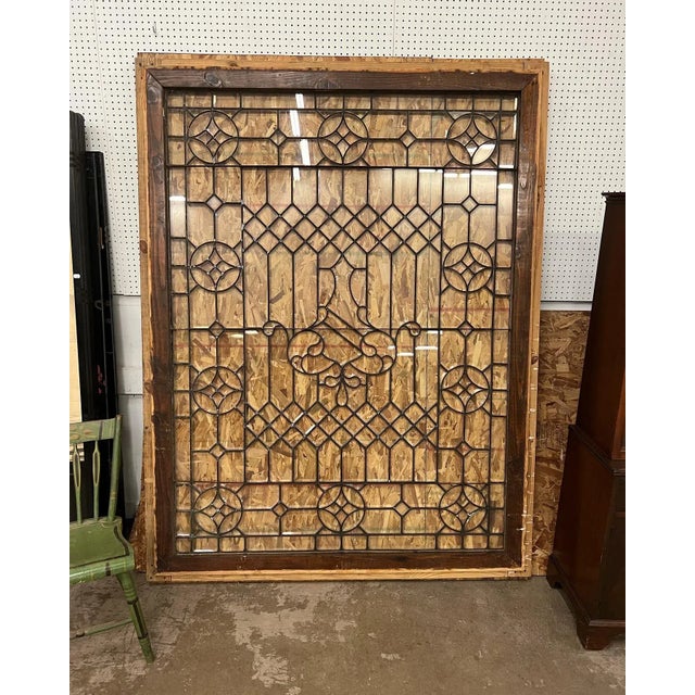 Late 19th Century Oversized Monumental Victorian Leaded Window For Sale - Image 5 of 5