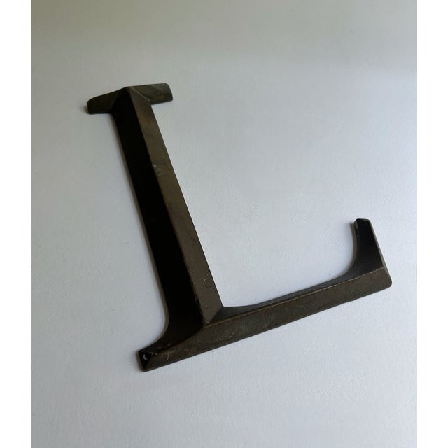 Art Deco Antique Bronze Letter "L" Hanging Wall Signage For Sale - Image 3 of 15