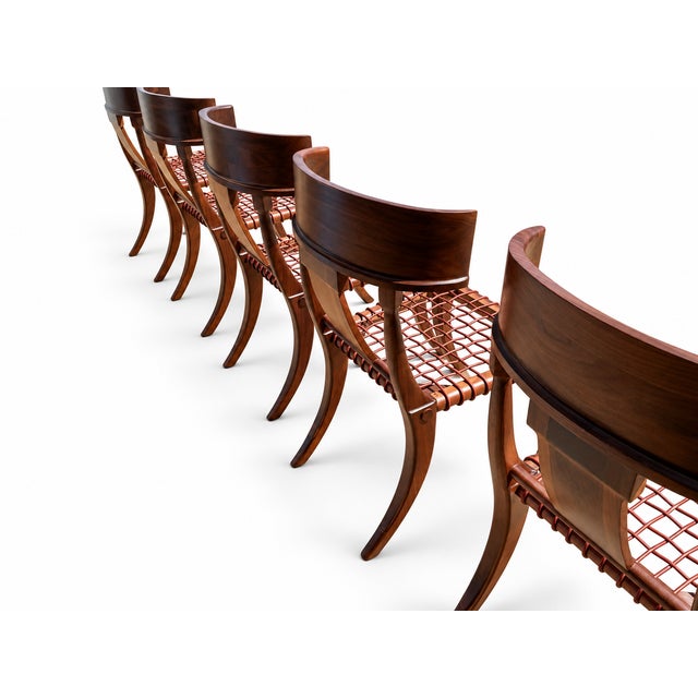 Wood Stunning Set Walnut Klismos Dining Chairs Set of 8 For Sale - Image 7 of 7