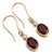 Natural Garnet Dangle Earrings • Oval Red Gemstone Drop Earrings • January Birthstone Jewelry - A Pair For Sale