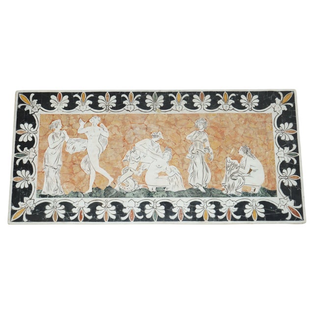 Italian Neoclassical Marble Panel or Table Top with Mosaic, 1860s For Sale