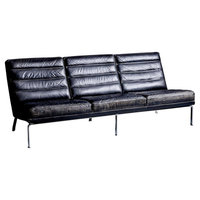 3-Seater Sofa in Black Leather by Horst Brüning Sofa for Kill International, Germany, 1960s For Sale - Image 16 of 16
