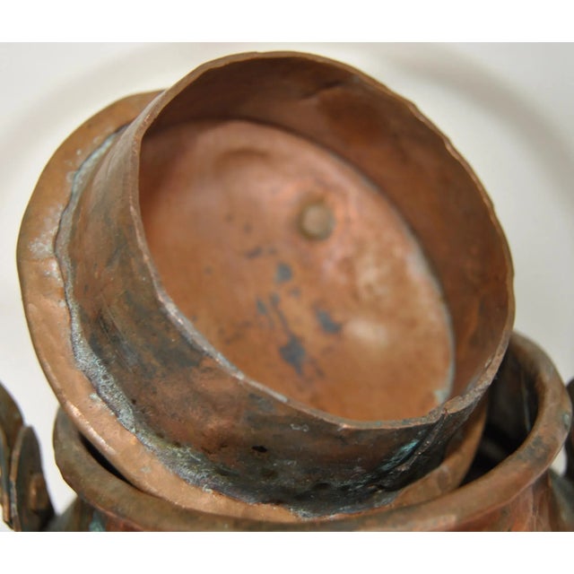 Antique Primitive Copper Kettle With Lid For Sale - Image 11 of 12