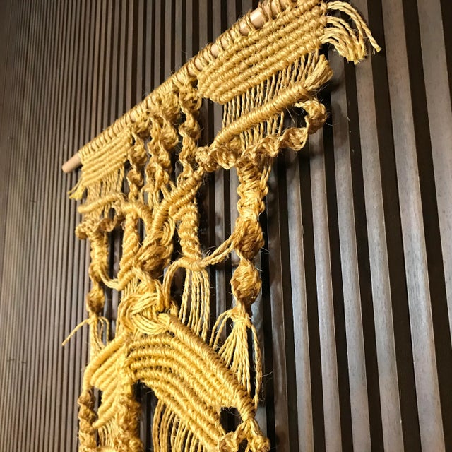 Mid-Century Modern Large Vintage Fiber Macramé Wall Hanging, 1960s For Sale - Image 3 of 10
