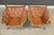 A pair of mid century modern leather sling lounge chairs with polished chrome frames designed by Tormod Alnaes. Circa...