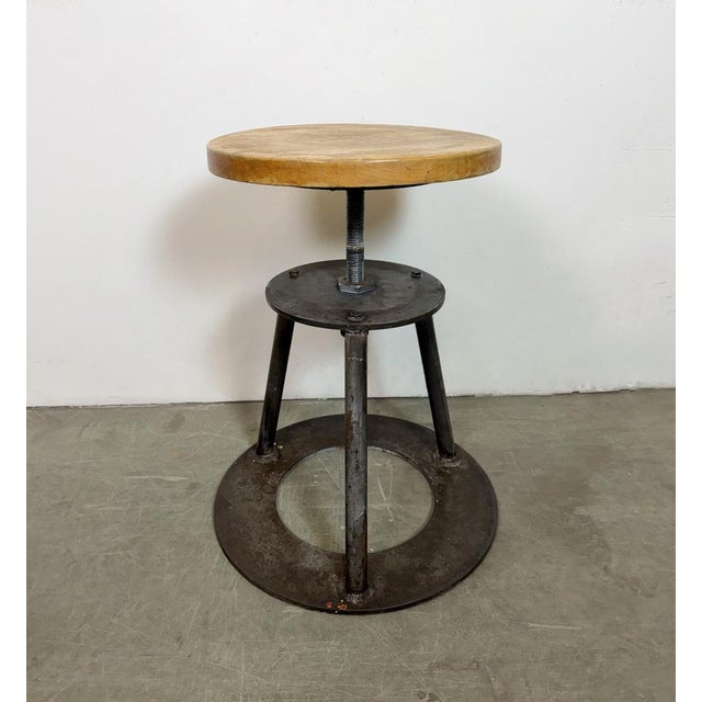Mid-Century Modern Industrial Workshop Swivel Stool, 1960s For Sale - Image 3 of 16