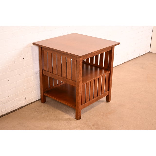Early 21st Century Stickley Mission Oak Arts & Crafts Spindle Side Table, Newly Refinished For Sale - Image 5 of 12