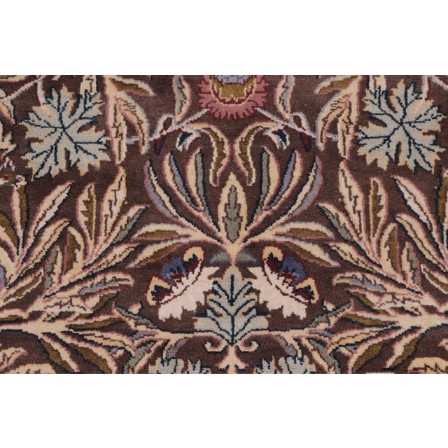 Shabby Chic Botanical 1990's Pak-Persian Brown/Gray Wool Round Rug- 6'2'' X 6'3'' For Sale - Image 3 of 9