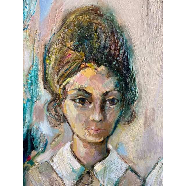 French Large Size Oil on Canvas Painting "Sisters" For Sale - Image 3 of 6