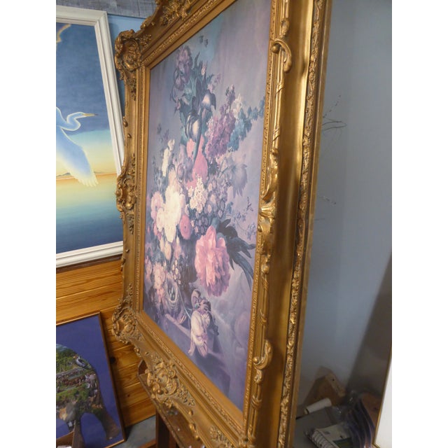 Late 20th Century Flowers, Butterflies, Bird Nest and Eggs Still Life Painting by J Van Os For Sale - Image 4 of 9