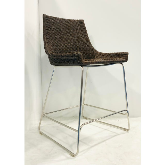 Baker / McGuire Organic Modern Brown Woven Abaca Shelter Counter Stools a Pair Chairish