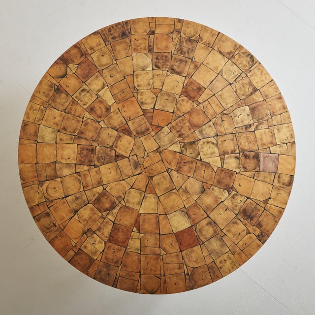 French Gold Leaf Glass Top Coffee Table with Wood Base, 1970s For Sale - Image 4 of 11