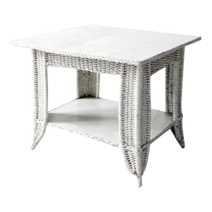 Antique White Wicker Library Table