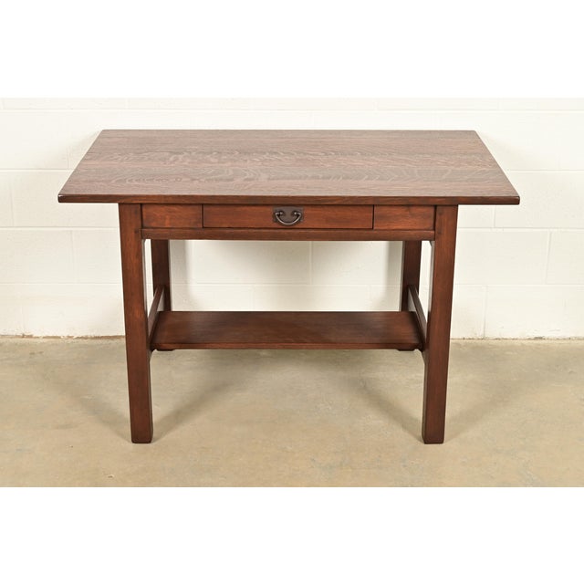 An exceptional antique Mission or Arts & Crafts period writing desk or library table By Gustav Stickley USA, Circa 1910...