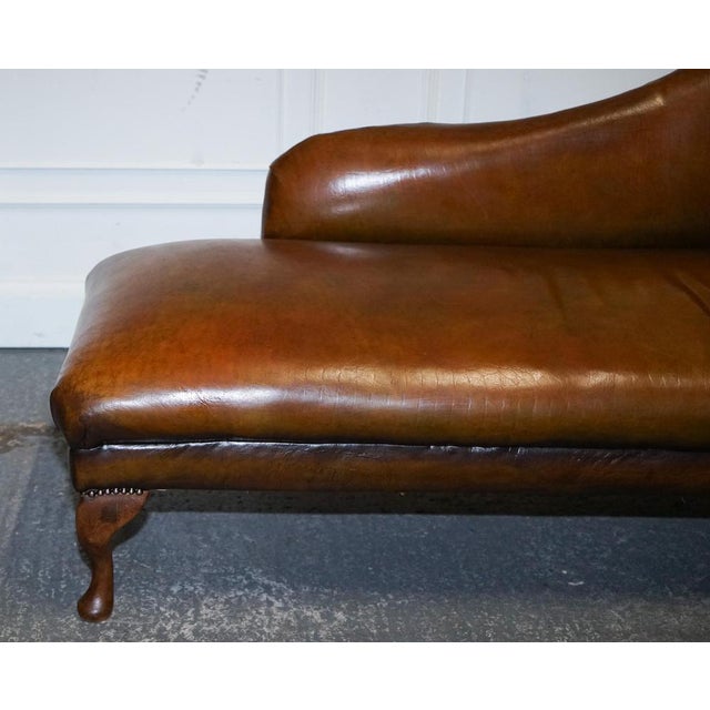 Victorian Brown Leather Hand Dyed Chaise Lounge For Sale - Image 3 of 18