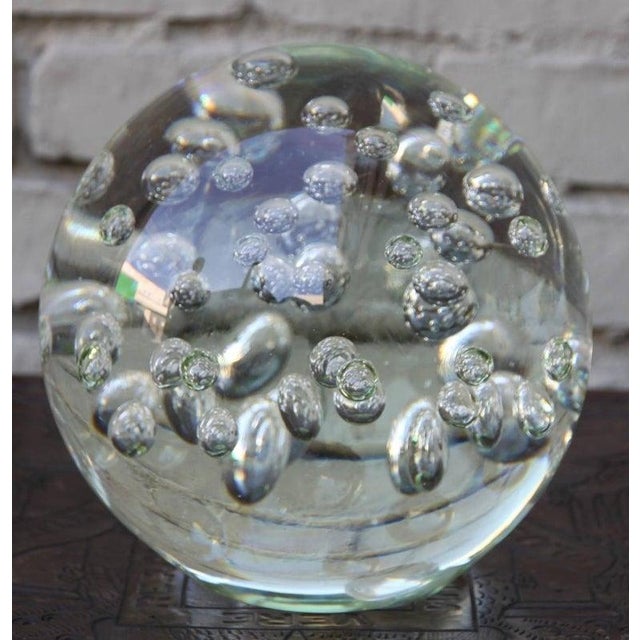 Modern Italian Mid-Century Crystal Sphere With Air Bubbles For Sale - Image 3 of 4