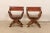 Burnt Umber Late 20th Century Italian Pair Wood & Leather Dante Armchairs For Sale - Image 8 of 10