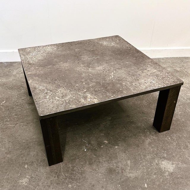 French Slate & Oak Coffee Table, 1970s For Sale - Image 12 of 12