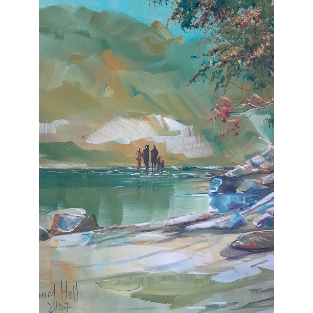 Contemporary 2000s "Riverside Serenity" Landscape Acrylic on Canvas Painting by Richard Hall, Framed For Sale - Image 3 of 9