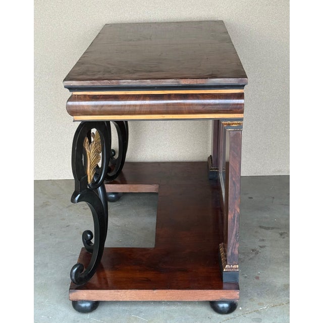 Mid 19th Century Austrian Empire Console Table with back mirror and Swan Pedestals For Sale - Image 11 of 18