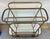 Stylish Swain Co. Modern Antique Brass Bar Cart, mirrored lower shelf, glass top, showroom floor sample