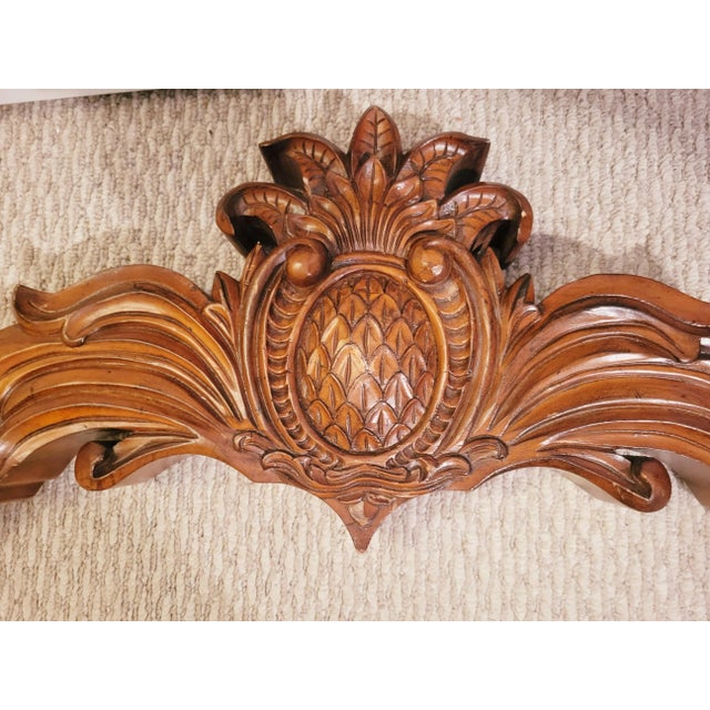 Wood Vintage Solid Wood Pineapple Carved Piedemont Wall Plaque Room Decor For Sale - Image 7 of 11