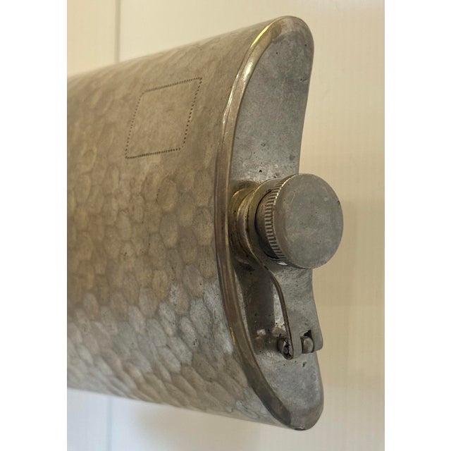 Vintage Japanese Hammered Stainless Steel 16 Oz Mid-Century Modern Bar Flask For Sale - Image 10 of 12