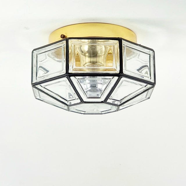 Mid-Century Modern Glass and Brass Flush Mount from Limburg, Germany, 1960s For Sale - Image 11 of 11