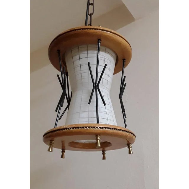 Mid-Century Modern Mid-Century Modern German Pendant Lamp with Frame Maple Wood For Sale - Image 3 of 6