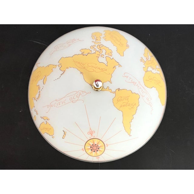 Early 20th Century Mid Century World Map Flush Light For Sale - Image 5 of 18