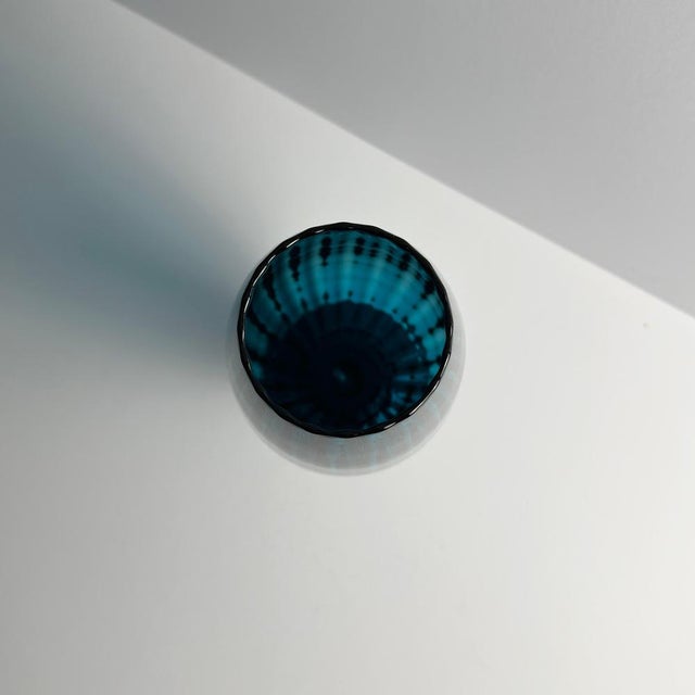 Tall Peacock Blue Empoli Glass Vase from Rossini, Italy, 1960s For Sale - Image 6 of 10