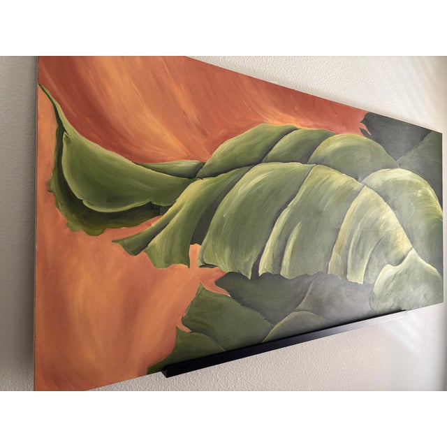 2000 - 2009 Original Oversized Tropical Palm Oil Painting | 34" X 72" For Sale - Image 5 of 7