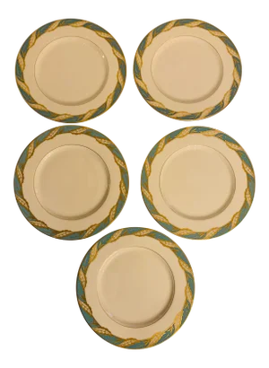 Late 20th Century Lenox "Bellevue" Sea Green Dinner Plates - Set of 5