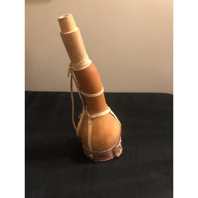Mid-Century Ethiopian Oromo Hand-Carved Gourd Vessel With Leather Harness For Sale - Image 4 of 6