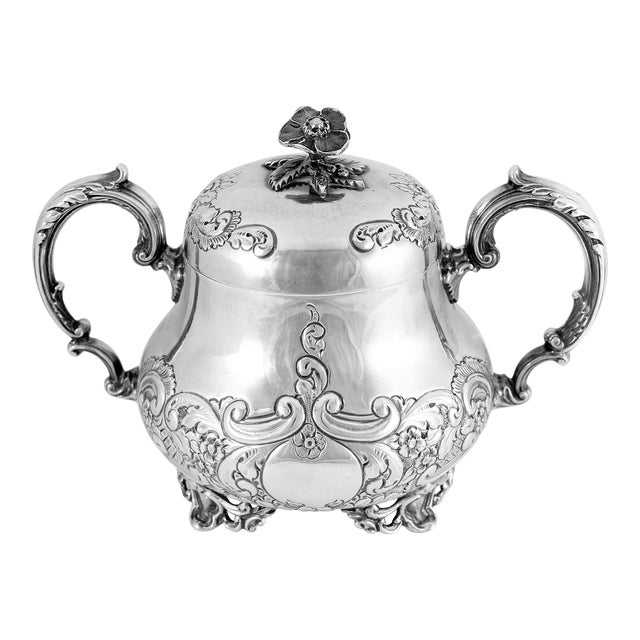 Antique j.g Ltd Heavy 925 Sterling Silver Sugar Bowl & Cover Individual Tea Set For Sale