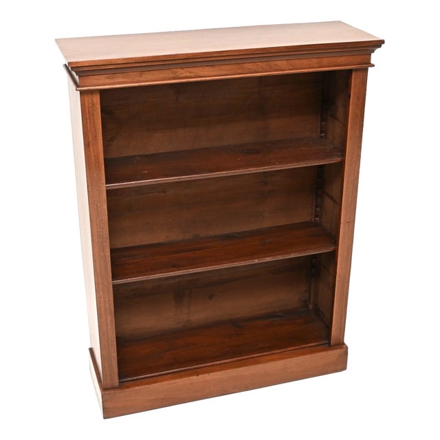 Antique Victorian Open Bookcase in Walnut, 1870 For Sale