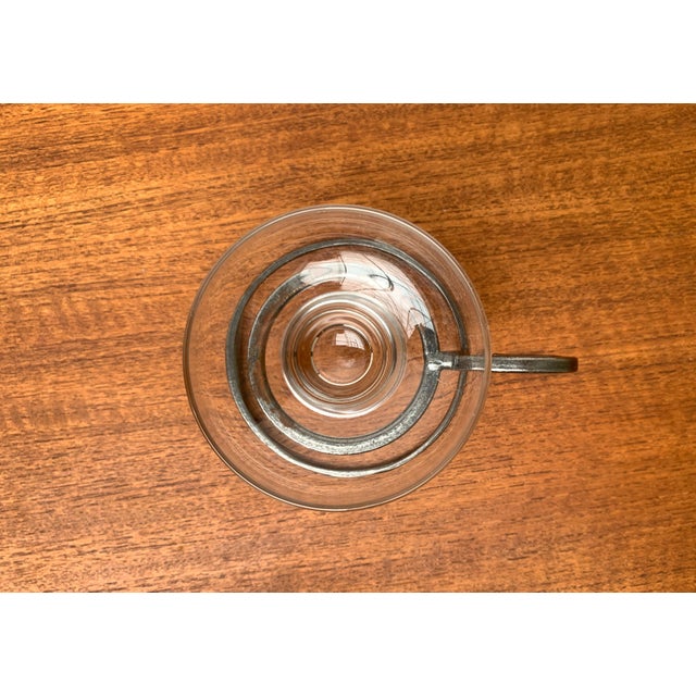 Mid-Century Danish Metal and Glass Candleholder, 1960s, in Very Good conditions. Designed 1960 to 1969