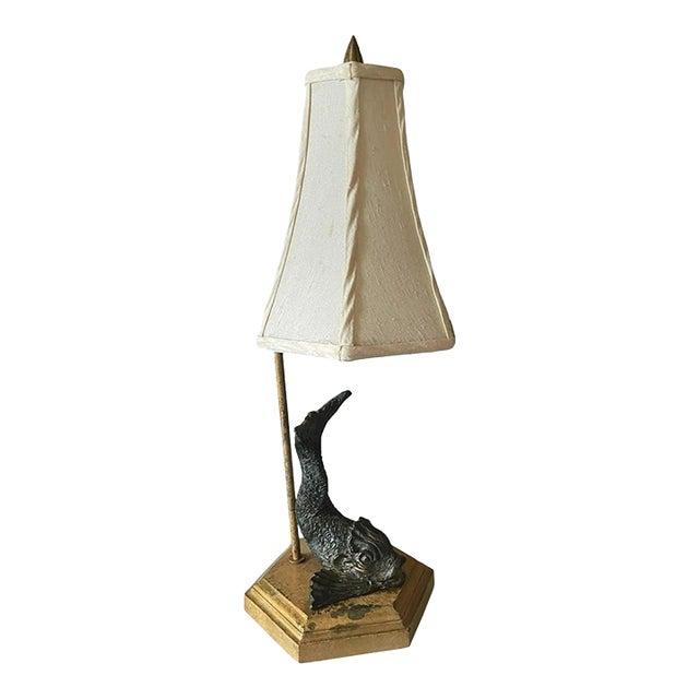 Vintage Mid-Century Modern Limited Edition Bronze Koi Fish Lamp - Stamped Caww and Numbered For Sale